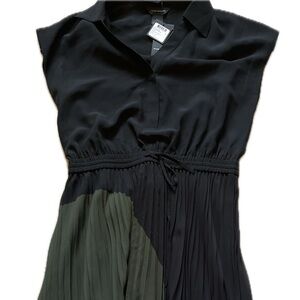 Club Monaco Black and Green Midi Dress